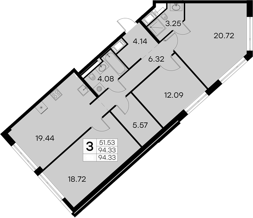 Купить 3-комнатную квартиру 94.33м²Glorax Aura Василеостровский от  застройщика GloraX. Санкт-Петербург