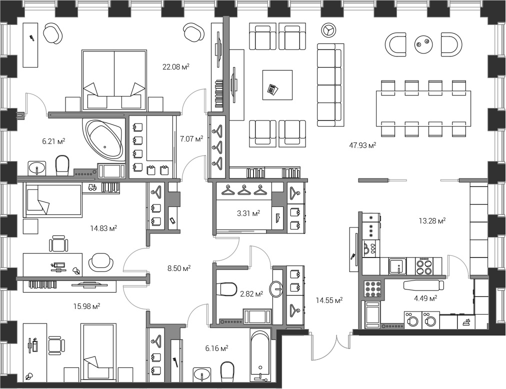 Купить 3-комнатную квартиру 173м²Институтский, 16 от застройщика LEGENDA