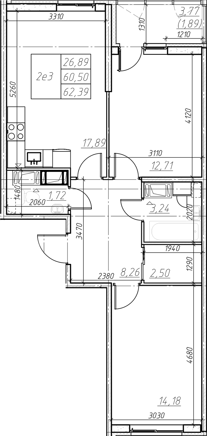 Купить 2-комнатную квартиру 62.39м²Левитан от застройщика АО «ЛенОблАИЖК»