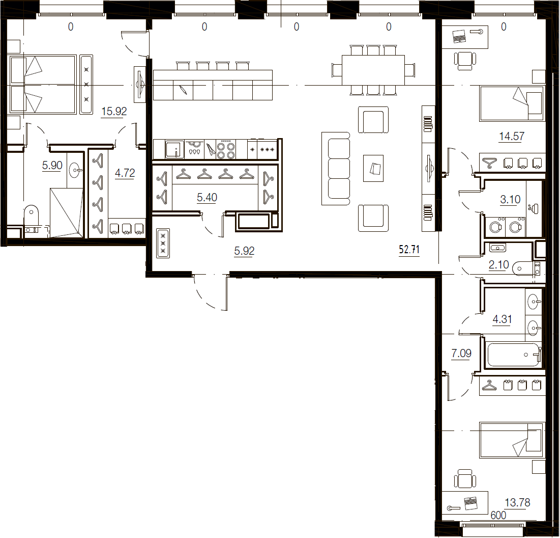 Купить 3-комнатную квартиру 135.52м²Малоохтинский, 68 от застройщика LEGENDA