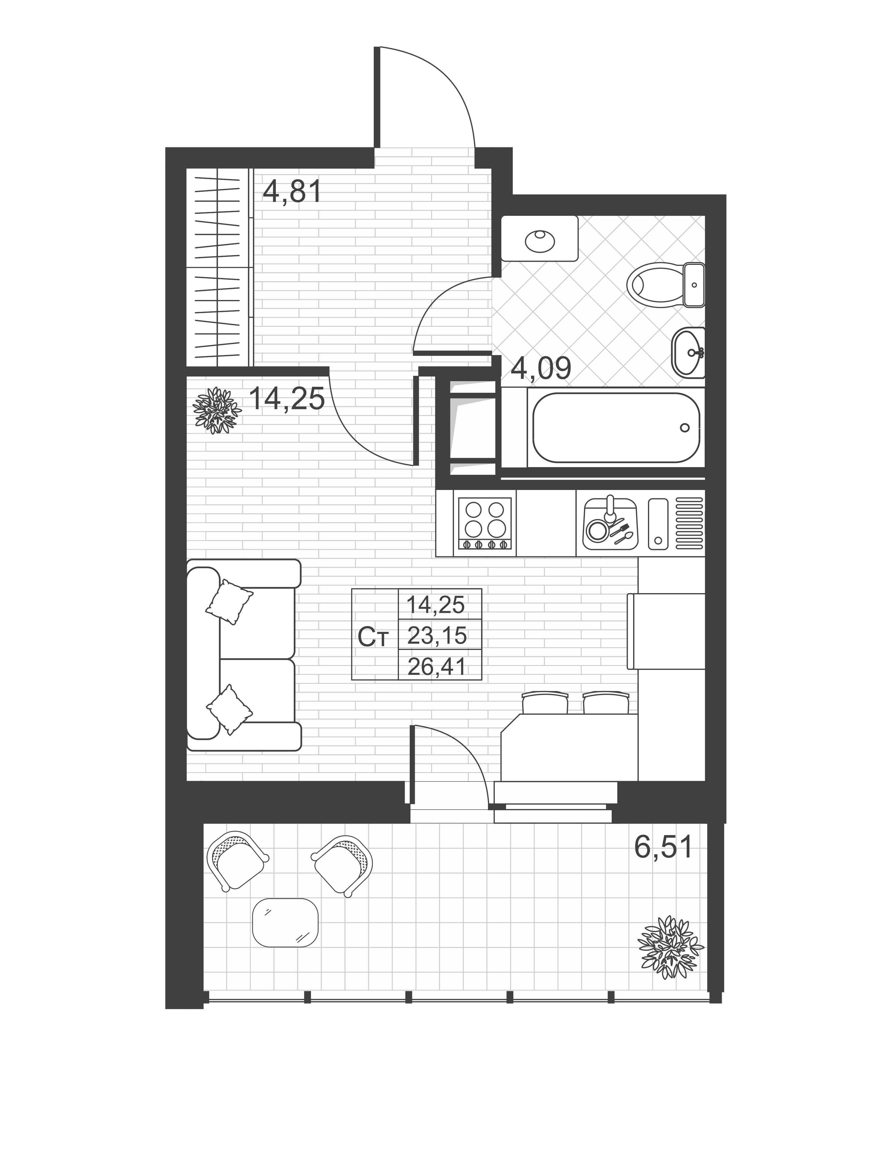 Купить студию квартиру 26.41м²Ново-Антропшино от застройщика Запстрой