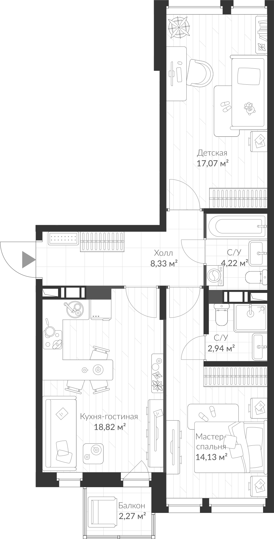 Купить 2-комнатную квартиру 66.19м²VEREN NEXT Шуваловский от застройщика ГК  «ЦДС»